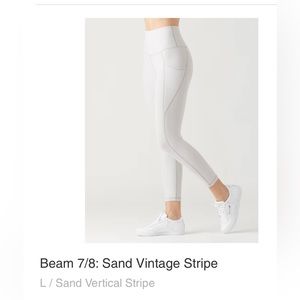 Glyder brand Beam 7/8 legging vintage stripe in sand color